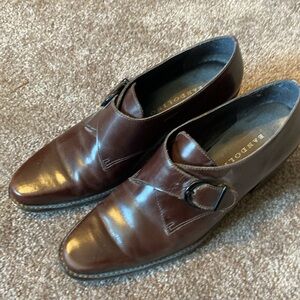 Bandolino Monk Strap Brown Leather Chunky Heel Shoes Vintage Women’s Size 8